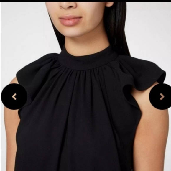 Victoria Beckham black flutter sleeve pocket dress high button neck size 10 - Picture 5 of 12